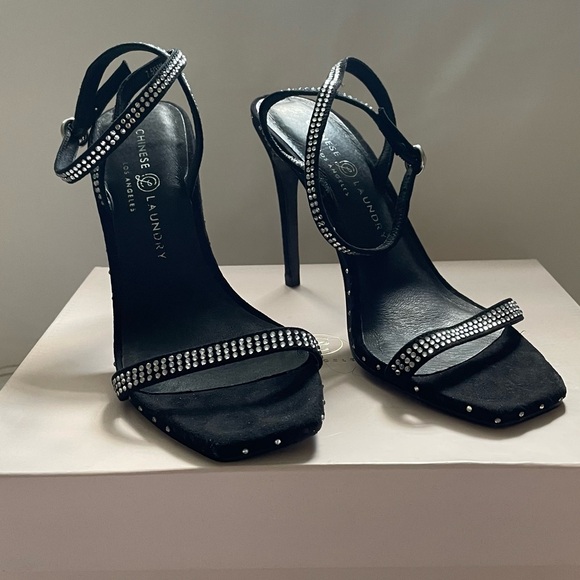 Black rhinestone Chinese Laundry "clubbing" heels - Picture 1 of 4